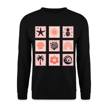 Nature Stamps Collage - Unisex Sweatshirt - black - Front - Alina (178cm) & Michal (187cm)