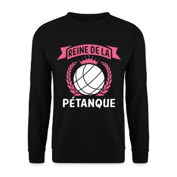 Pétanque Gift for Women Queen of Pétanque - Unisex Sweatshirt - black - Front - Alina (178cm) & Michal (187cm)