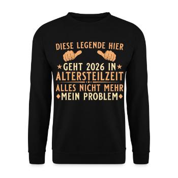 Retraite partielle 2026 Légende de la retraite anticipée - Sweat-shirt Unisexe - noir - Devant - Alina (178cm) & Michal (187cm)