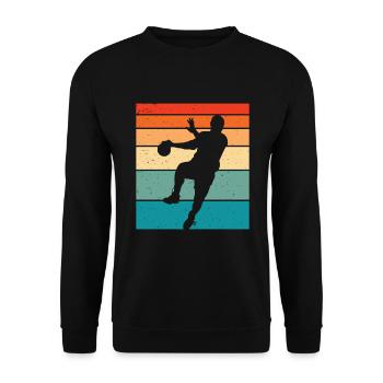 Retro Handball Handball Player - Unisex Sweatshirt - black - Front - Alina (178cm) & Michal (187cm)