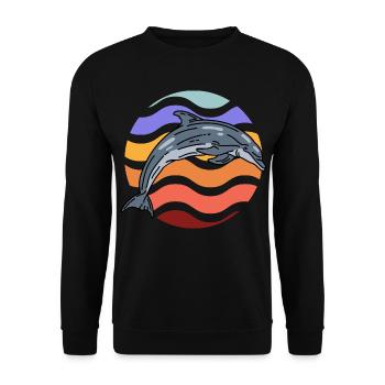Dolphin in wave pattern - Unisex Sweatshirt - black - Front - Alina (178cm) & Michal (187cm)