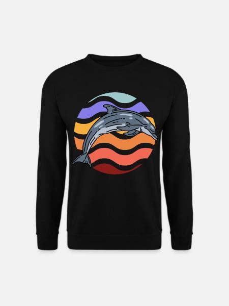Dolphin in wave pattern - Unisex Sweatshirt - black
