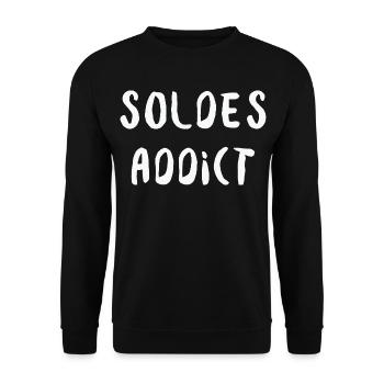 Soldes Addict Humour Shopping et Mode - Sweat-shirt Unisexe - noir - Devant - Alina (178cm) & Michal (187cm)