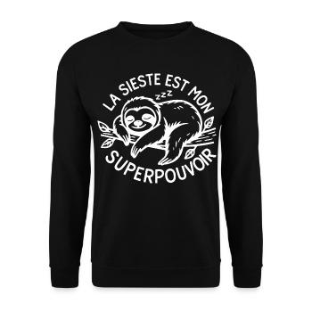 Nickerchen ist meine Superkraft: fauler Humor - Unisex Pullover - Schwarz - Vorne - Alina (178cm) & Michal (187cm)