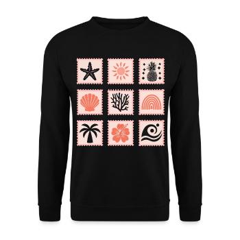 Nature Stamps Collage - Unisex Sweatshirt - black - Front - Alina (178cm) & Michal (187cm)