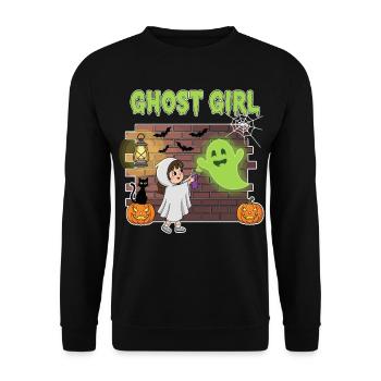  Geister Mädchen Halloween  - Unisex Pullover - Schwarz - Vorne - Alina (178cm) & Michal (187cm)