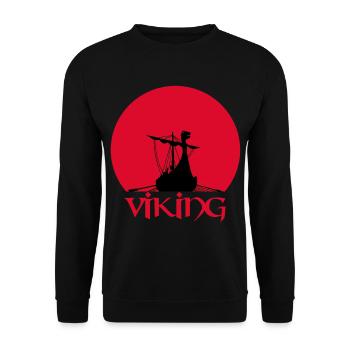 Wikinger-Langschiff - Unisex Pullover - Schwarz - Vorne - Alina (178cm) & Michal (187cm)