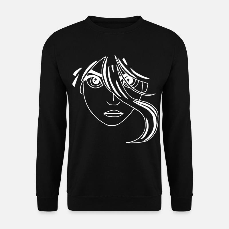 Weißes Manga-Gesicht - Unisex Pullover - Schwarz