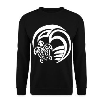 Weiße Schildkröte und Ozean - Unisex Pullover - Schwarz - Vorne - Alina (178cm) & Michal (187cm)