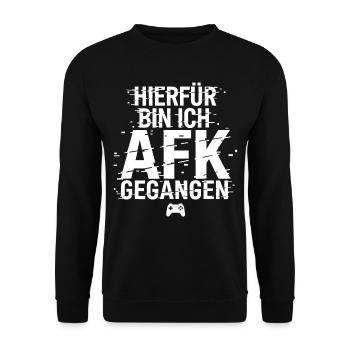 Hierfür Bin Ich AFK Gegangen Glitch Gaming - Unisex Pullover - Schwarz - Vorne - Alina (178cm) & Michal (187cm)