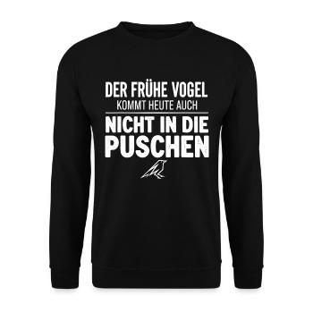 Der frühe Vogel kommt heute nicht in die Puschen - Unisex Pullover - Schwarz - Vorne - Alina (178cm) & Michal (187cm)