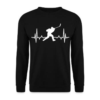 Mein Herz schlägt für Eishockey - Unisex Pullover - Schwarz - Vorne - Alina (178cm) & Michal (187cm)
