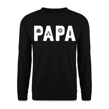 PAPA Engineer: The Mechanical Dad - Unisex Sweatshirt - black - Front - Alina (178cm) & Michal (187cm)