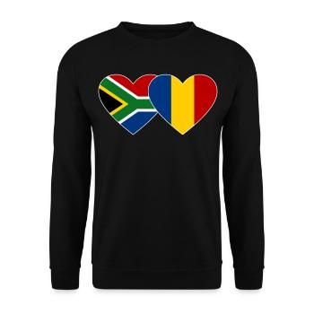Afrique du Sud Roumanie Drapeau Coeur - Sweat-shirt Unisexe - noir - Devant - Alina (178cm) & Michal (187cm)