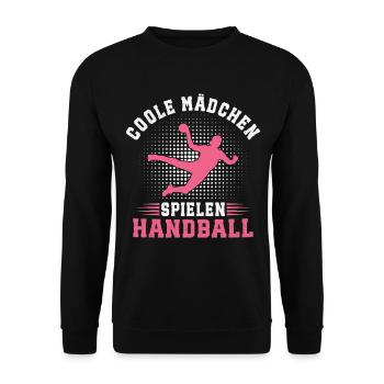 Coole Mädchen Spielen Handball Handballerin  - Unisex Pullover - Schwarz - Vorne - Alina (178cm) & Michal (187cm)