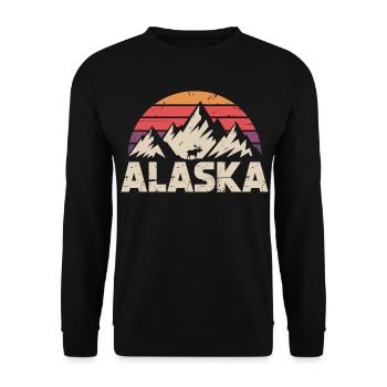 Alaska Shirt with Moose – Adventure Nature & Wilderness - Unisex Sweatshirt - black - Front - Alina (178cm) & Michal (187cm)