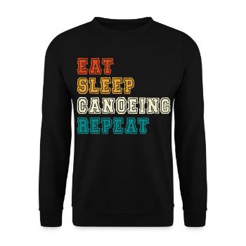 Eat Sleep Canoeing Repeat Farbblock - Unisex Pullover - Schwarz - Vorne - Alina (178cm) & Michal (187cm)