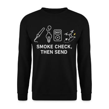Rauchkontrolle Vor Abflug Motiv - Unisex Pullover - Schwarz - Vorne - Alina (178cm) & Michal (187cm)