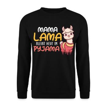 MAMA LAMA RESTE EN PYJAMA AUJOURD’HUI Drôle - Sweat-shirt Unisexe - noir - Devant - Alina (178cm) & Michal (187cm)