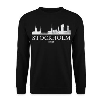 Stockholmer Skyline, Stockholm, Schweden - Unisex Pullover - Schwarz - Vorne - Alina (178cm) & Michal (187cm)