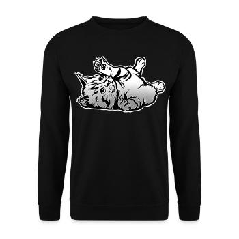 Playful Cat - Unisex Sweatshirt - black - Front - Alina (178cm) & Michal (187cm)