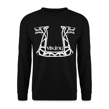 Weißer Wikinger-Drache - Unisex Pullover - Schwarz - Vorne - Alina (178cm) & Michal (187cm)