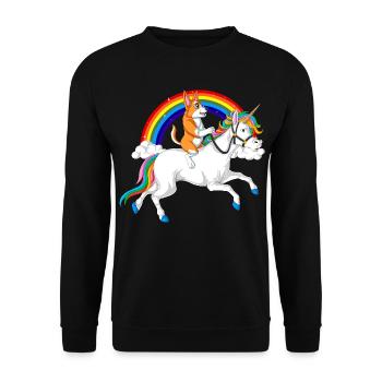 Corgi Riding Unicorn - Unisex Sweatshirt - black - Front - Alina (178cm) & Michal (187cm)
