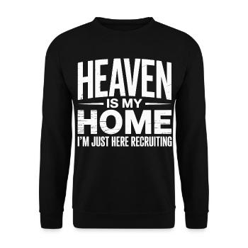 Himmel Ist Mein Zuhause Jesus Kreuz Christlich - Unisex Pullover - Schwarz - Vorne - Alina (178cm) & Michal (187cm)