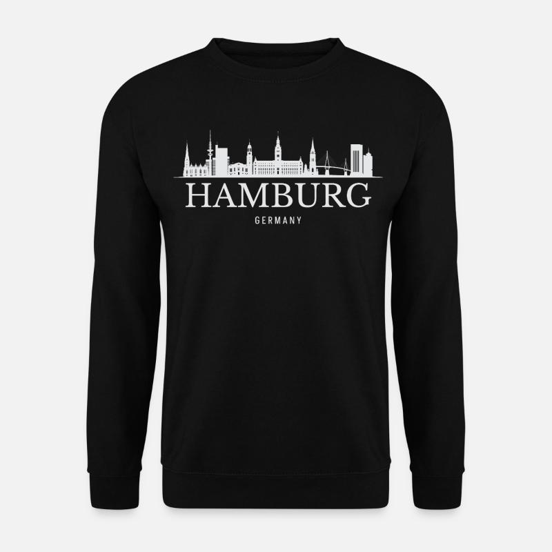 Hamburger Skyline, Hamburg Deutschland - Unisex Pullover - Schwarz