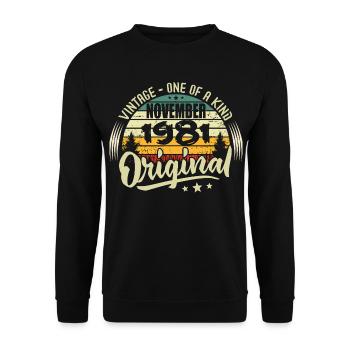 Vintage Novembre 1981 Original Novembre 1981 - Sweat-shirt Unisexe - noir - Devant - Alina (178cm) & Michal (187cm)