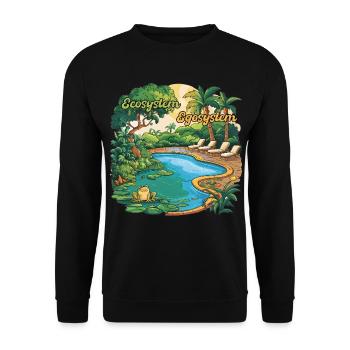 Ecosystem vs Egosystem Design Humour Environnement - Sweat-shirt Unisexe - noir - Devant - Alina (178cm) & Michal (187cm)