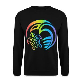 Schildkröte und buntes Meer - Unisex Pullover - Schwarz - Vorne - Alina (178cm) & Michal (187cm)