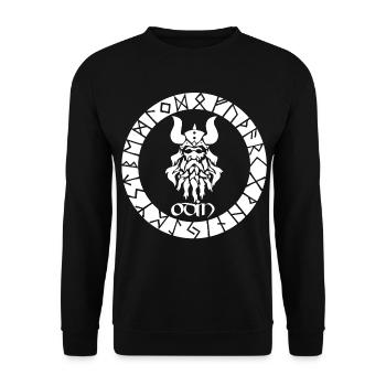 God Odin and white Viking runes - Unisex Sweatshirt - black - Front - Alina (178cm) & Michal (187cm)