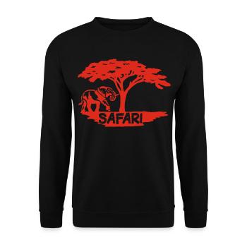 Safari und roter Elefant - Unisex Pullover - Schwarz - Vorne - Alina (178cm) & Michal (187cm)