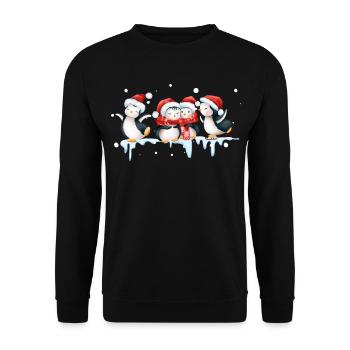 Drôle de pinguin Noël - Sweat-shirt Unisexe - noir - Devant - Alina (178cm) & Michal (187cm)