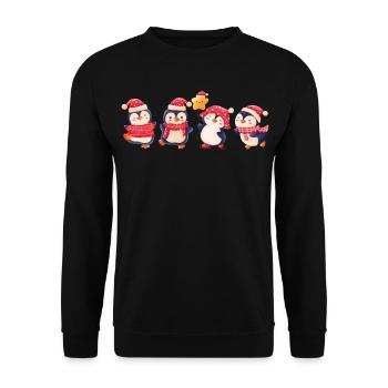 Drôle de pinguin Noël - Sweat-shirt Unisexe - noir - Devant - Alina (178cm) & Michal (187cm)