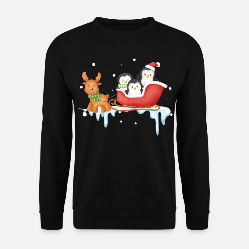 Pinguinschlittenfahrt im Winter Wonderland - Unisex Pullover - Schwarz
