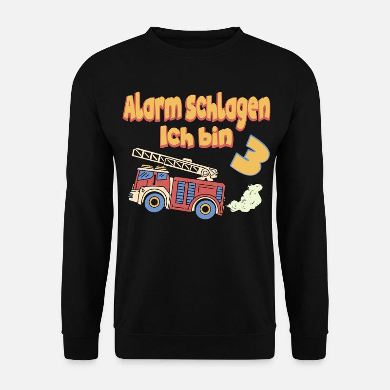 Feuerwehr Geburtstag Alarm Ich bin 3 Jahre alt - Unisex Pullover - Schwarz
