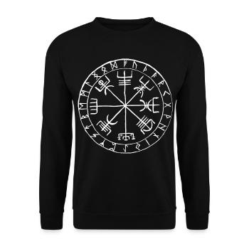 Vegvísir Runes Boussole Viking symbole Design - Sweat-shirt Unisexe - noir - Devant - Alina (178cm) & Michal (187cm)