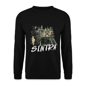 Regaleira Sintra Palast magische Illustration - Unisex Pullover - Schwarz - Vorne - Alina (178cm) & Michal (187cm)