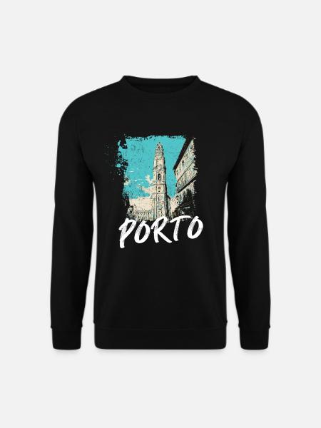 Tour durch die Clérigos Porto Kunstillustration - Unisex Pullover - Schwarz