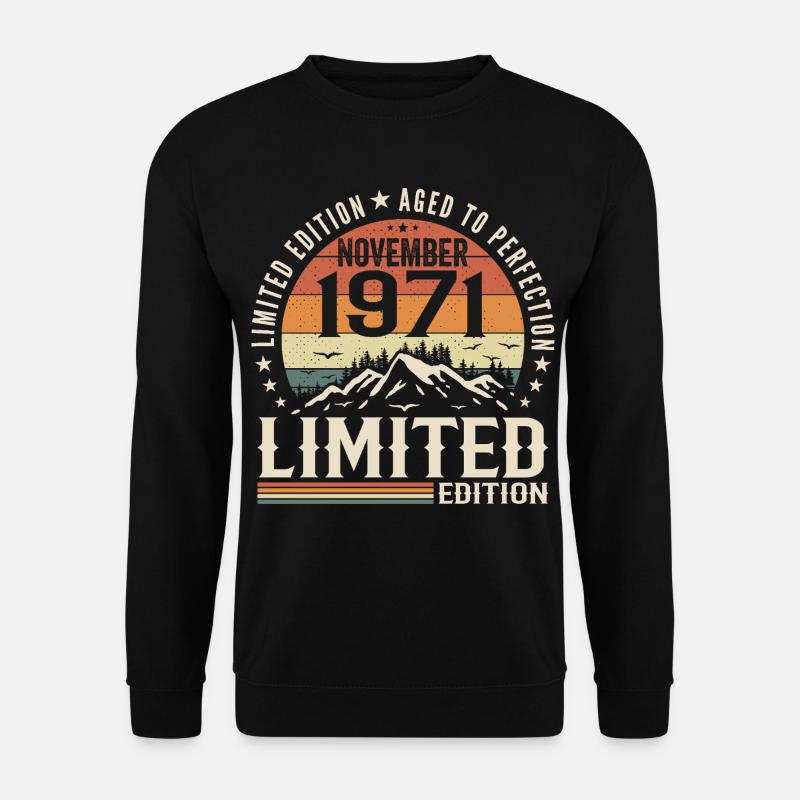 November 1971 Unique Retro Anniversary - Unisex Sweatshirt - black