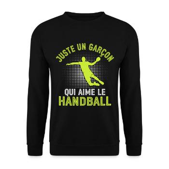 Nur ein Junge, der Handball liebt - Unisex Pullover - Schwarz - Vorne - Alina (178cm) & Michal (187cm)
