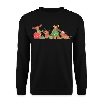 Hunde-Weihnachten - Unisex Pullover - Schwarz - Vorne - Alina (178cm) & Michal (187cm)