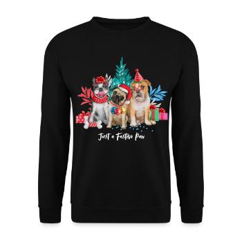 Nur eine feste Pfote, Hund Weihnachten - Unisex Pullover - Schwarz - Vorne - Alina (178cm) & Michal (187cm)
