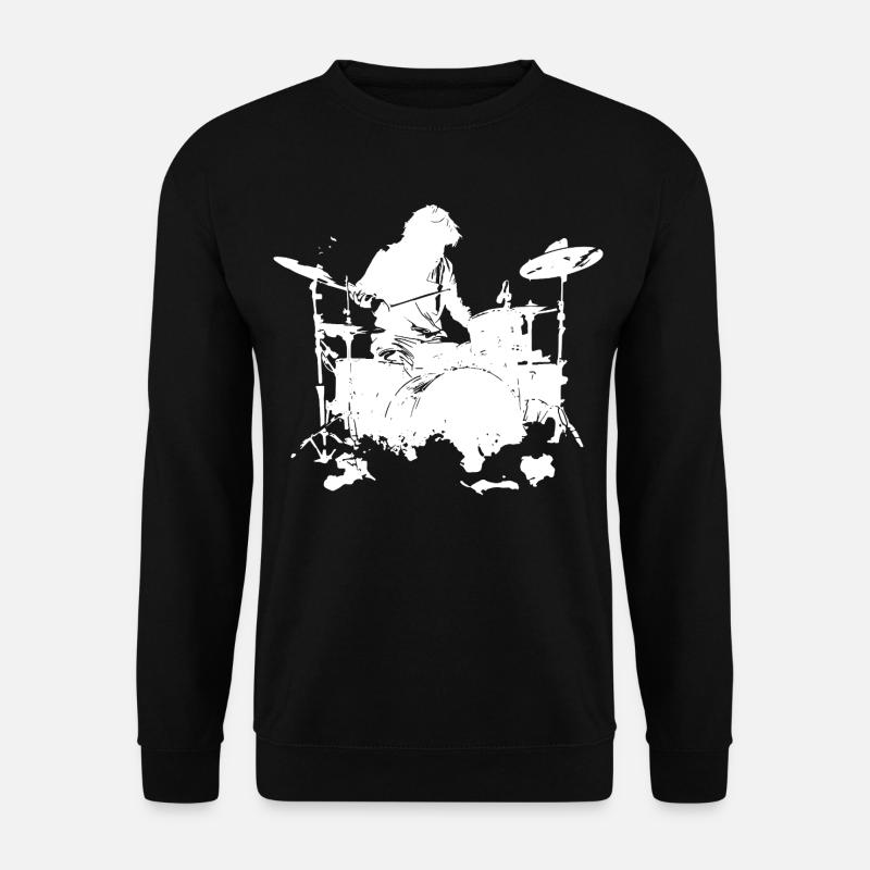 Schlagzeuger Skizze - Unisex Pullover - Schwarz