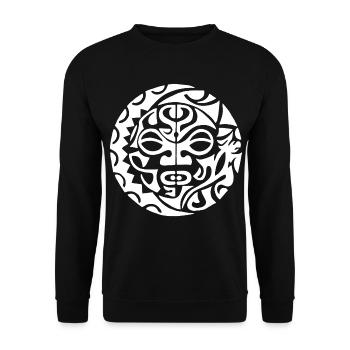 Polynesian skull (white) - Unisex Sweatshirt - black - Front - Alina (178cm) & Michal (187cm)