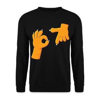 Funny Six Seven Meme Gen Alpha Slang 67 Cat - Unisex Sweatshirt - black - Front - Alina (178cm) & Michal (187cm)