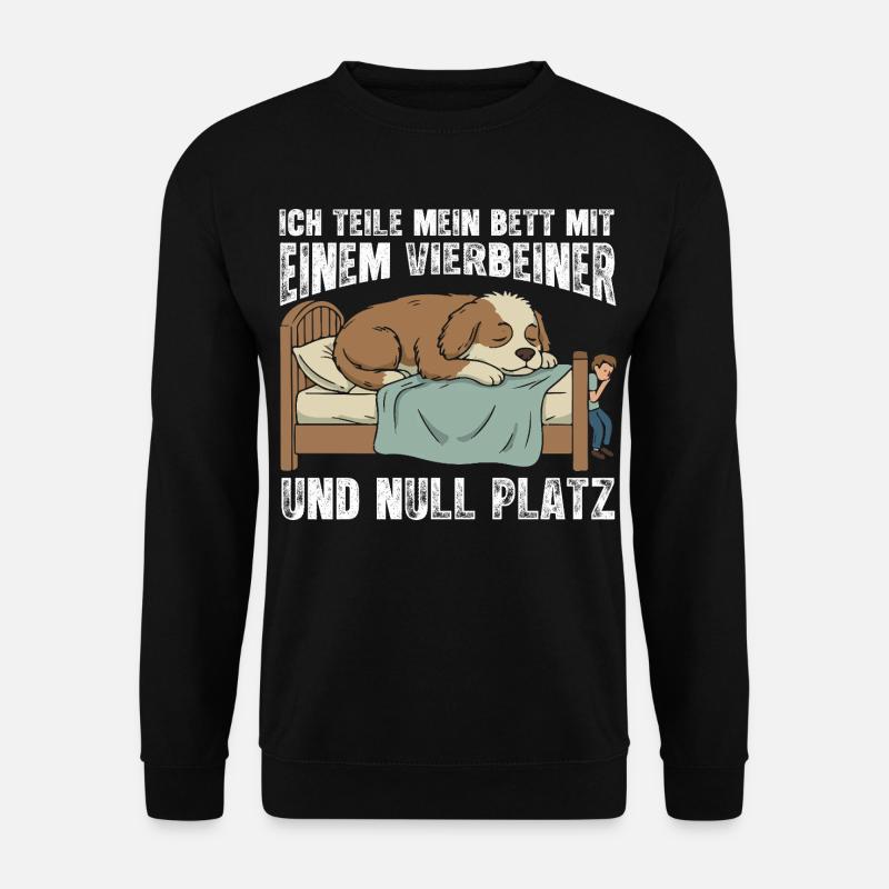 Hund als Bettmitbewohner - Unisex Pullover - Schwarz