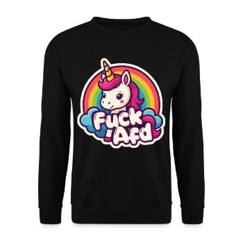 Unicorn FUCK AFD Unicorn Rainbow Sticker - Unisex Sweatshirt - black - Front - Alina (178cm) & Michal (187cm)